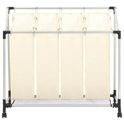 vidaXL Laundry Sorter with 4 Bags Cream Steel