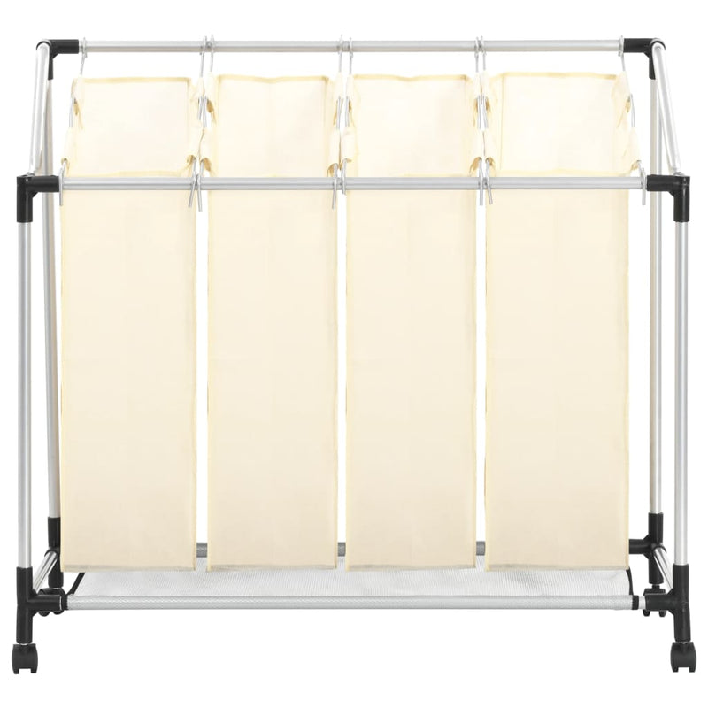 vidaXL Laundry Sorter with 4 Bags Cream Steel