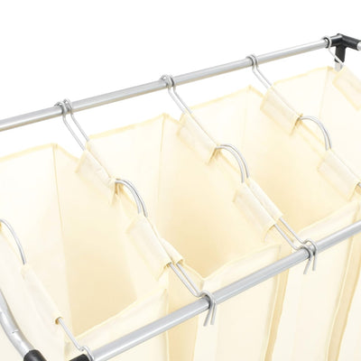 vidaXL Laundry Sorter with 4 Bags Cream Steel