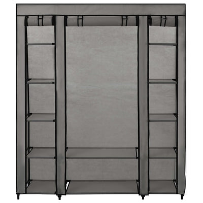 vidaXL Wardrobe with Compartments and Rods 45x150x176 cm Black Fabric