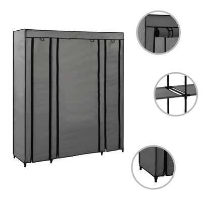 vidaXL Wardrobe with Compartments and Rods 45x150x176 cm Black Fabric