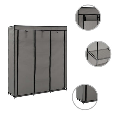 vidaXL Wardrobe with Compartments and Rods Black 150x45x175 cm Fabric