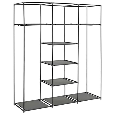 vidaXL Wardrobe with Compartments and Rods Black 150x45x175 cm Fabric