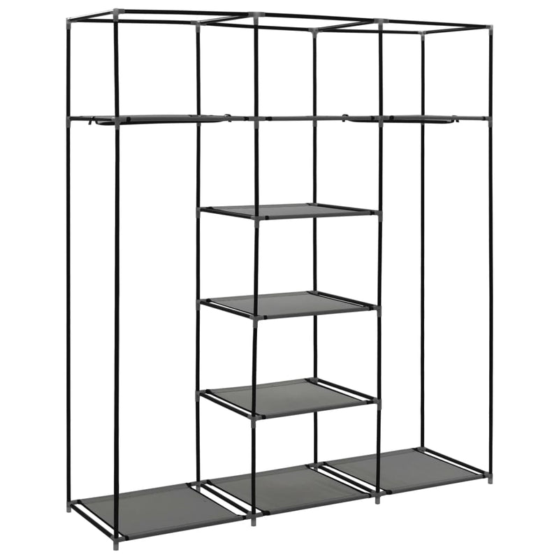 vidaXL Wardrobe with Compartments and Rods Black 150x45x175 cm Fabric