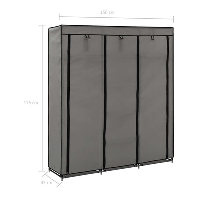 vidaXL Wardrobe with Compartments and Rods Black 150x45x175 cm Fabric