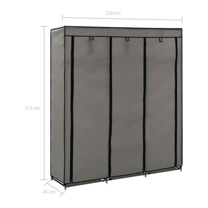 vidaXL Wardrobe with Compartments and Rods Black 150x45x175 cm Fabric