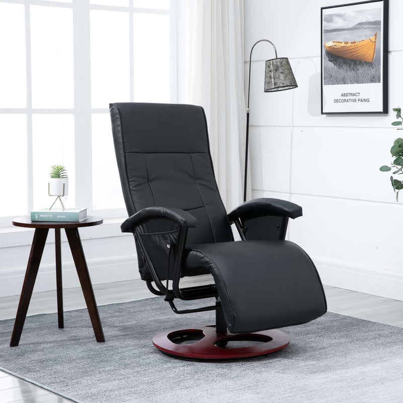 vidaXL Swivel TV Armchair Black Faux Leather