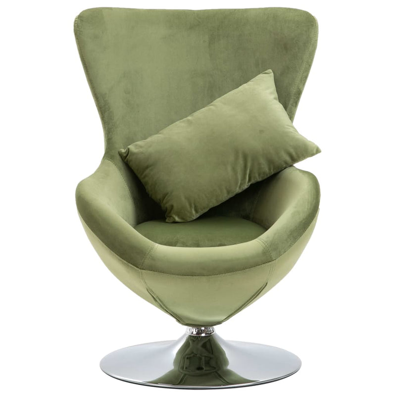 vidaXL Swivel Egg Chair with Cushion Yellow Velvet