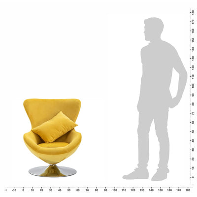 vidaXL Swivel Egg Chair with Cushion Yellow Velvet