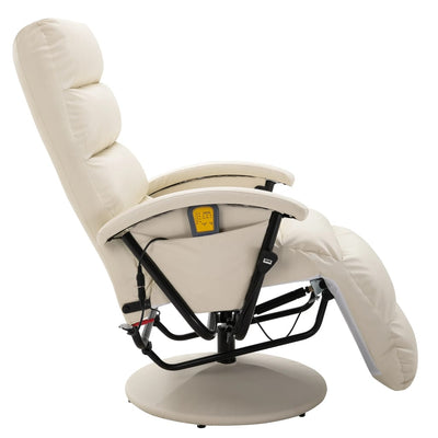 vidaXL TV Massage Recliner Cream White Faux Leather