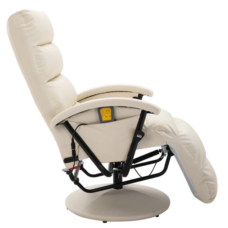 vidaXL TV Massage Recliner Cream White Faux Leather