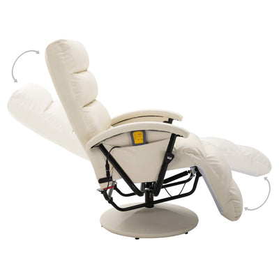 vidaXL TV Massage Recliner Cream White Faux Leather