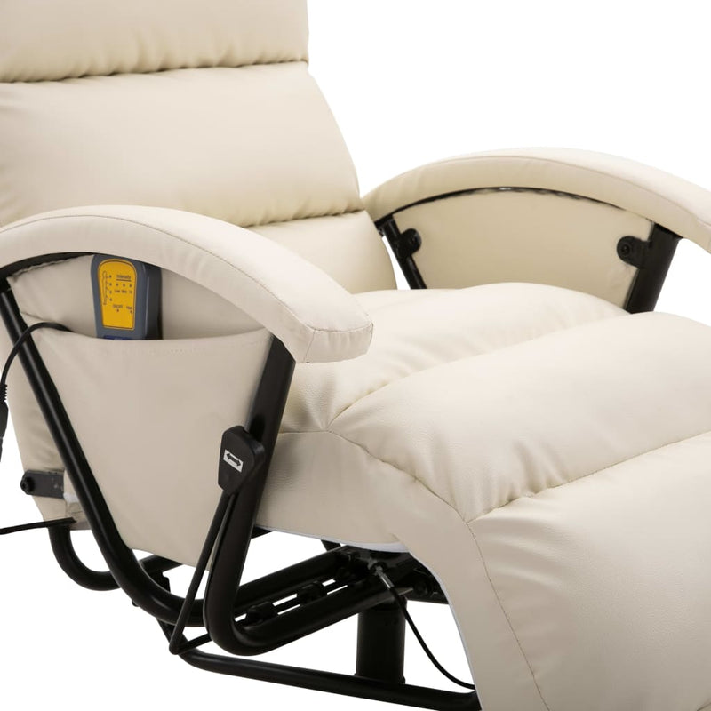 vidaXL TV Massage Recliner Cream White Faux Leather