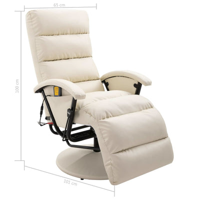 vidaXL TV Massage Recliner Cream White Faux Leather