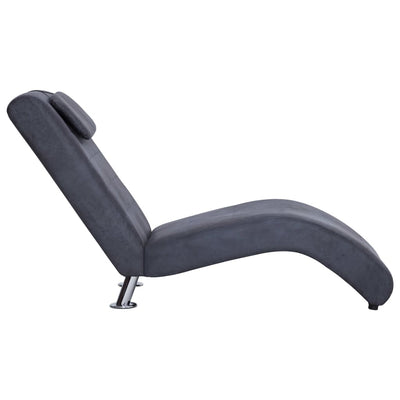 vidaXL Chaise Longue with Pillow Grey Faux Suede Leather