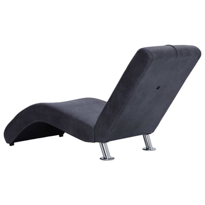 vidaXL Chaise Longue with Pillow Grey Faux Suede Leather