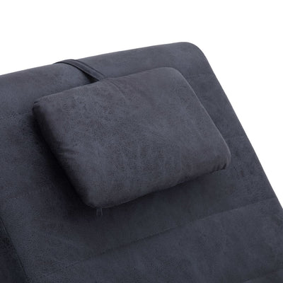 vidaXL Chaise Longue with Pillow Grey Faux Suede Leather