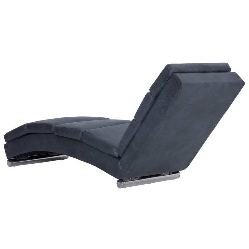 vidaXL Chaise Longue Grey Faux Suede Leather