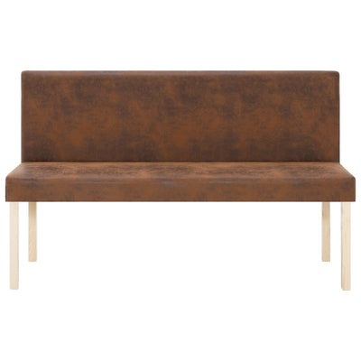 vidaXL Bench 139.5 cm Brown Faux Suede Leather