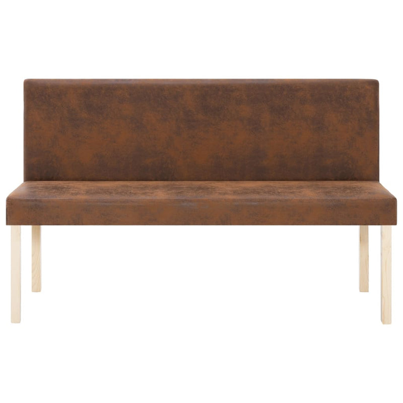 vidaXL Bench 139.5 cm Brown Faux Suede Leather