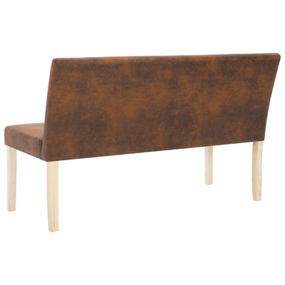 vidaXL Bench 139.5 cm Brown Faux Suede Leather