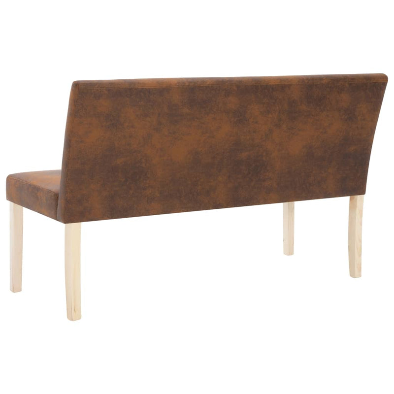 vidaXL Bench 139.5 cm Brown Faux Suede Leather