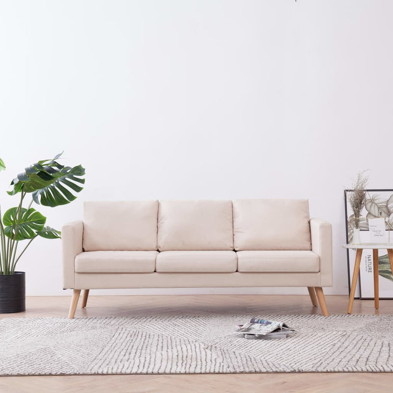 vidaXL 3-Seater Sofa Fabric Cream