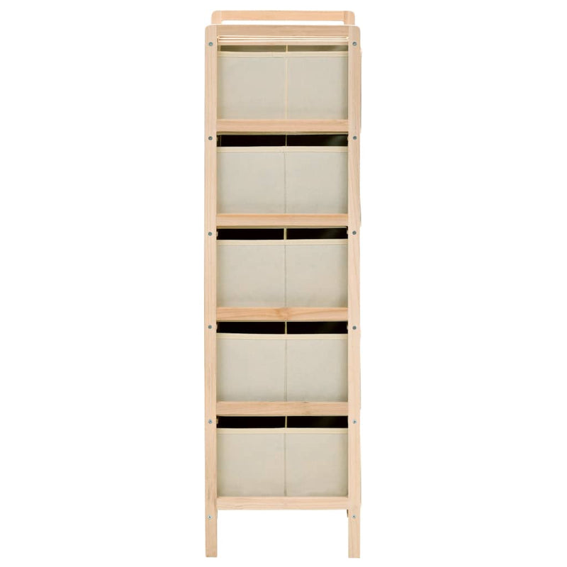 vidaXL Storage Racks with 5 Fabric Baskets 2 pcs Beige Cedar Wood