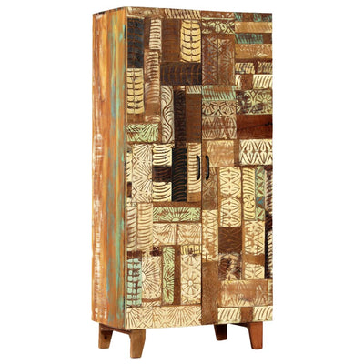 vidaXL Hand Carved Highboard 85x45x180 cm Solid Reclaimed Wood