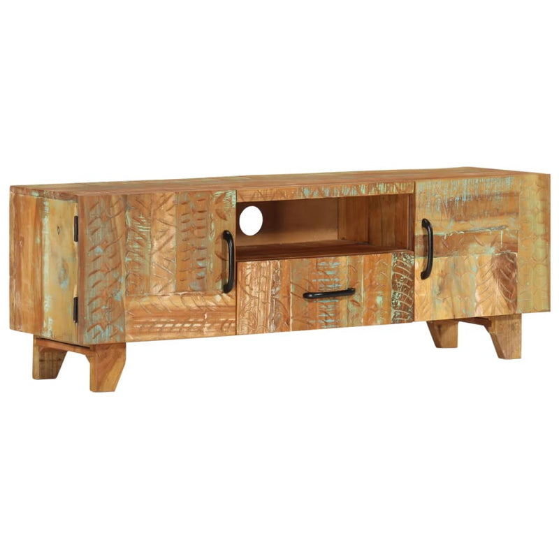 vidaXL Hand Carved TV Cabinet 120x30x40 cm Solid Reclaimed Wood