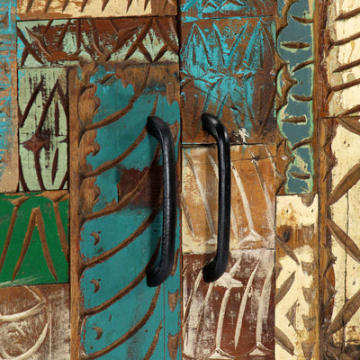 vidaXL Hand Carved Sideboard 60x30x75 cm Solid Reclaimed Wood