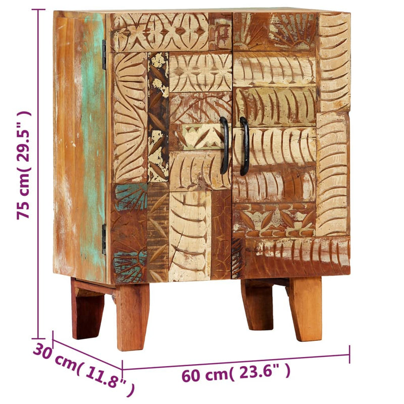 vidaXL Hand Carved Sideboard 60x30x75 cm Solid Reclaimed Wood