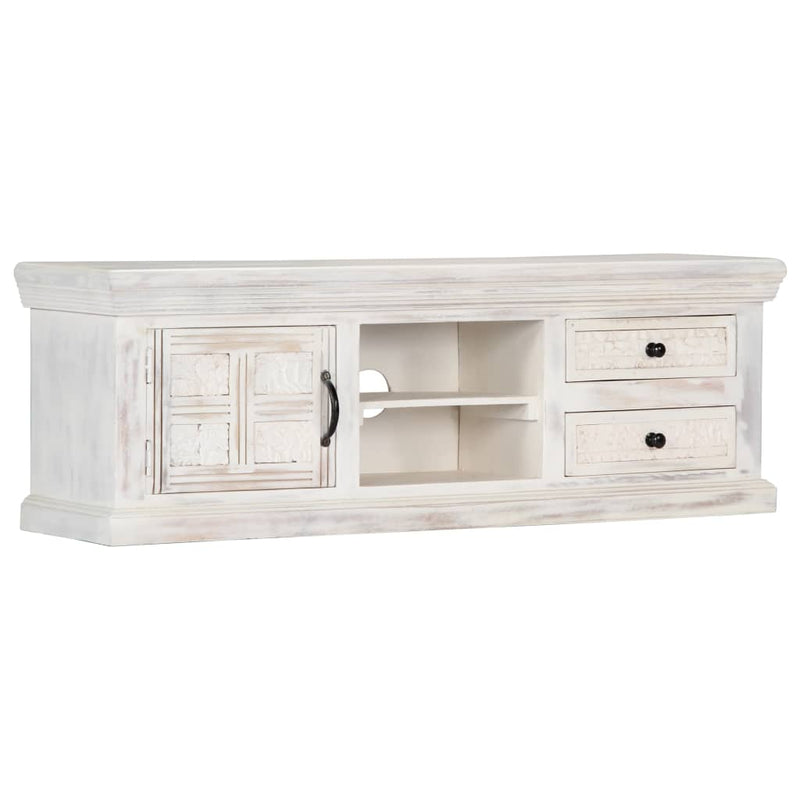 vidaXL TV Cabinet White 120x30x40 cm Solid Mango Wood
