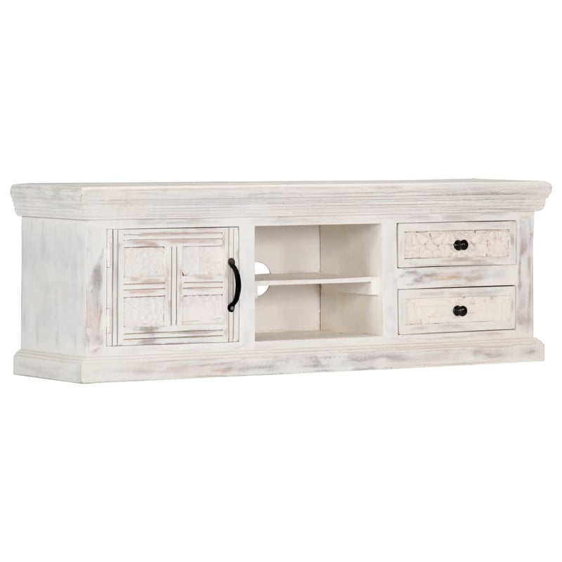vidaXL TV Cabinet White 120x30x40 cm Solid Mango Wood