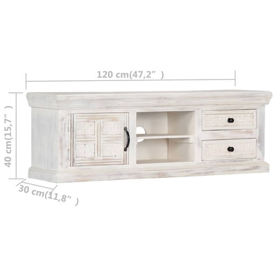vidaXL TV Cabinet White 120x30x40 cm Solid Mango Wood