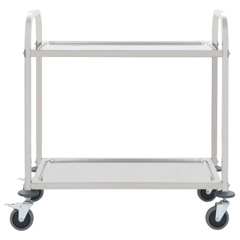 vidaXL 2-Tier Kitchen Trolley 96.5x55x90 cm Stainless Steel