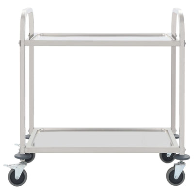 vidaXL 2-Tier Kitchen Trolley 96.5x55x90 cm Stainless Steel