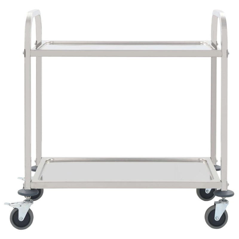 vidaXL 2-Tier Kitchen Trolley 96.5x55x90 cm Stainless Steel