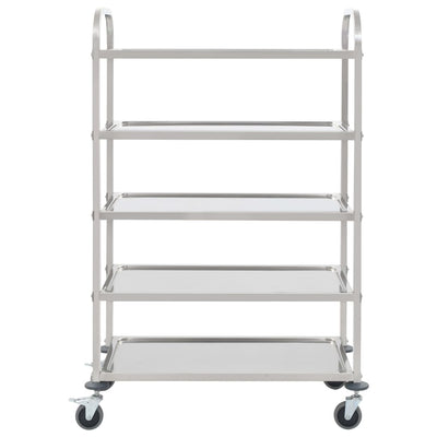 vidaXL 5-Tier Kitchen Trolley 107x55x147 cm Stainless Steel