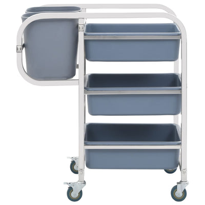 vidaXL Kitchen Cart with Plastic Containers 82x43.5x93 cm