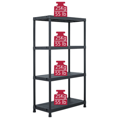 vidaXL Storage Shelf Racks 5 pcs Black 60x30x138 cm Plastic