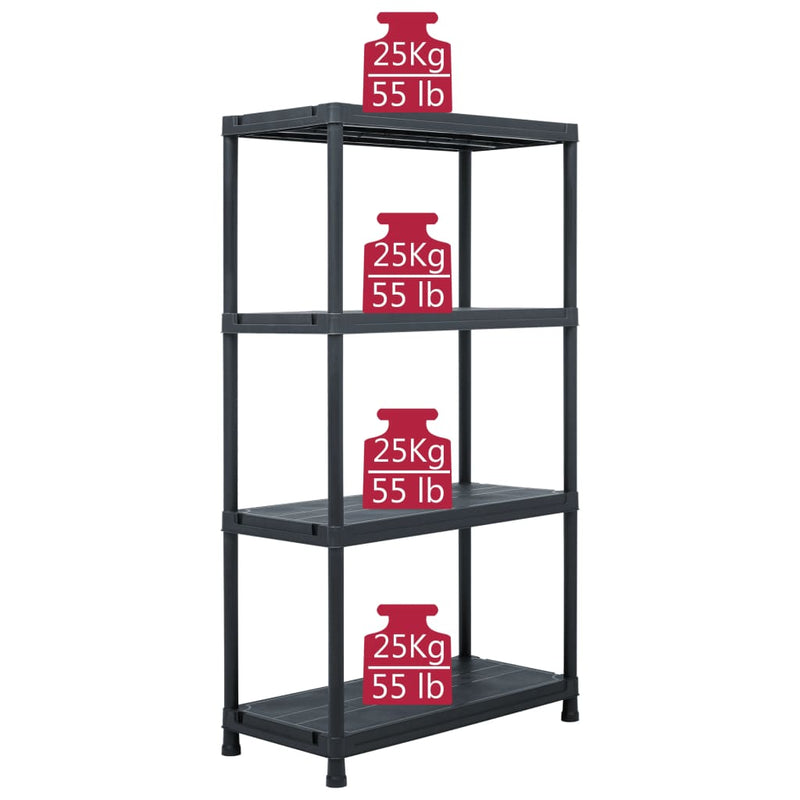 vidaXL Storage Shelf Racks 5 pcs Black 60x30x138 cm Plastic