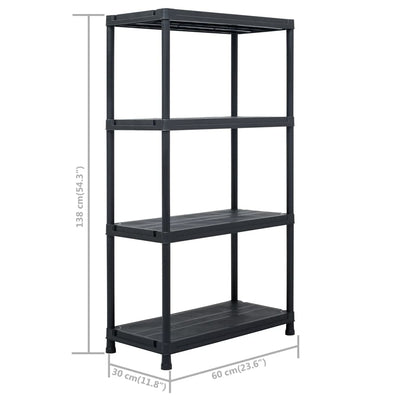 vidaXL Storage Shelf Racks 5 pcs Black 60x30x138 cm Plastic