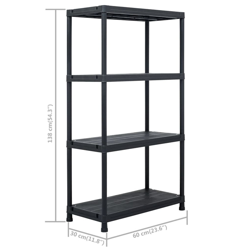 vidaXL Storage Shelf Racks 5 pcs Black 60x30x138 cm Plastic