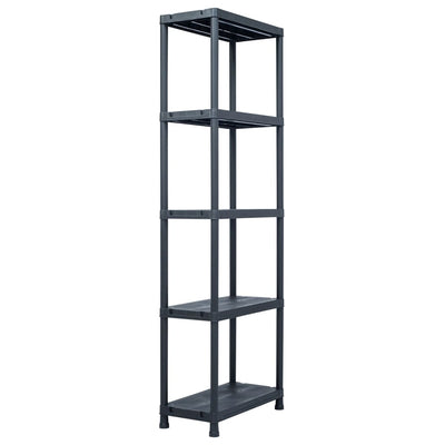 vidaXL Storage Shelf Racks 5 pcs Black 60x30x138 cm Plastic