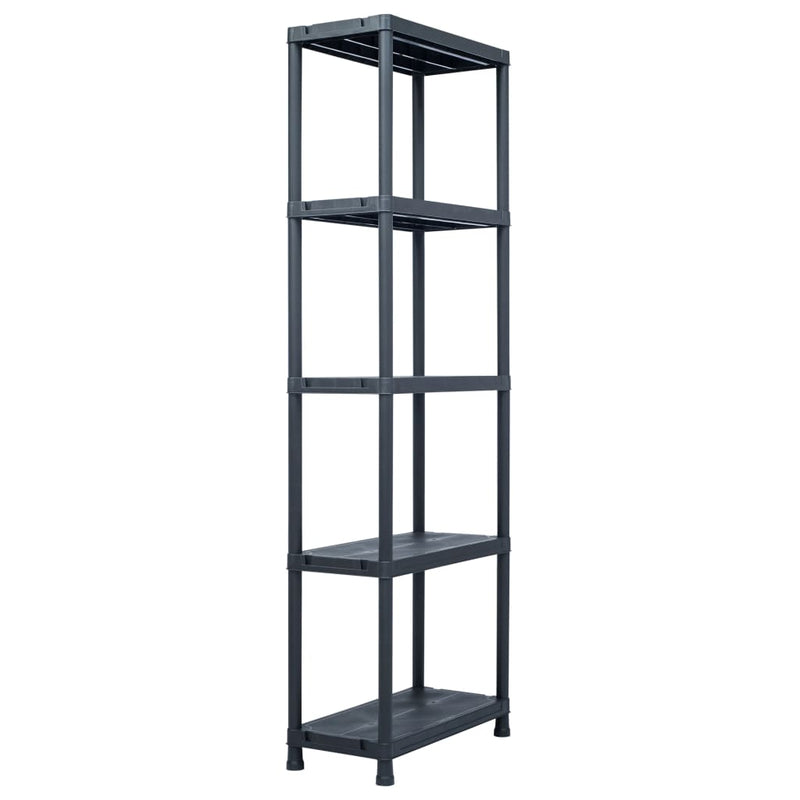 vidaXL Storage Shelf Racks 5 pcs Black 60x30x138 cm Plastic