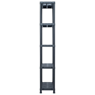 vidaXL Storage Shelf Racks 5 pcs Black 60x30x138 cm Plastic
