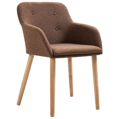 vidaXL Dining Chairs 2 pcs Wine Red Fabric and Solid Oak Wood