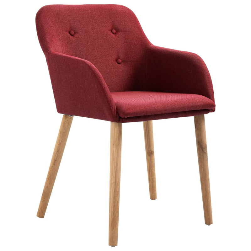 vidaXL Dining Chairs 2 pcs Wine Red Fabric and Solid Oak Wood