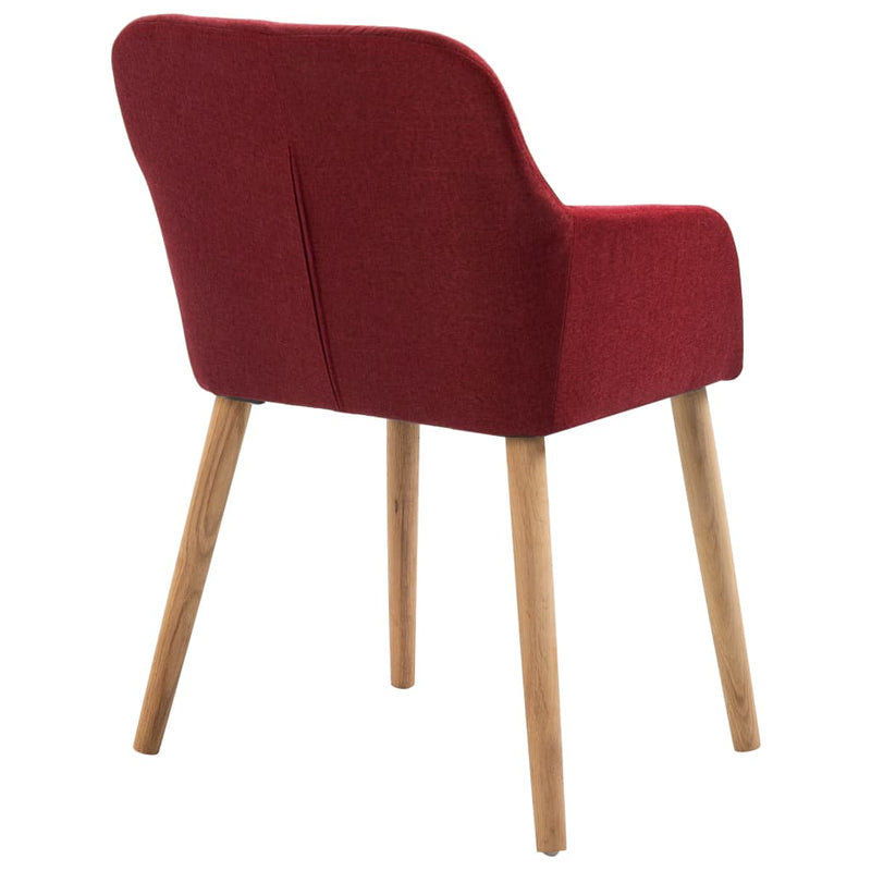 vidaXL Dining Chairs 2 pcs Wine Red Fabric and Solid Oak Wood